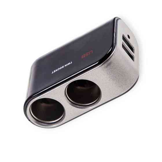 Разветвитель прикур. 2 вых. 5А, 60Вт, USB 2.1А, провод 0,60м, Евро Мукачево