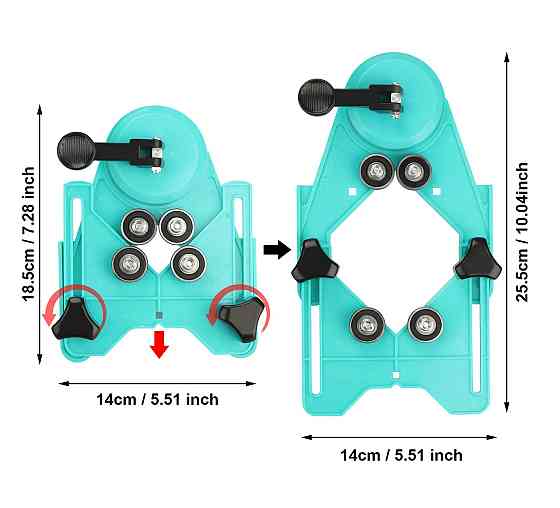 Набор для сверления и резки плитки/стекла: алмазные коронки + направляющий кондуктор + ручка-стеклорез (маркер-резак) (822760617) Киев