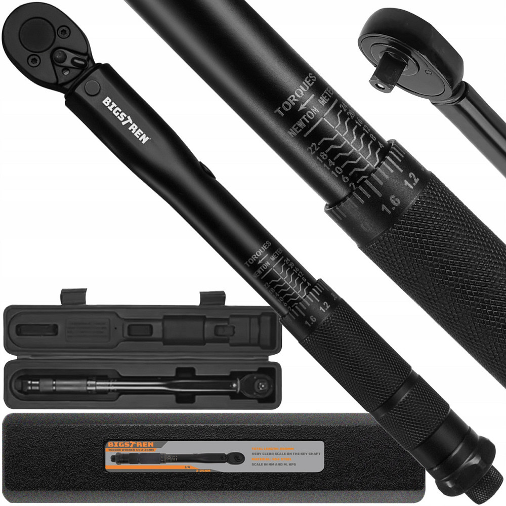 Динамометричний ключ 1/4 2-24 Нм з футляром Bigstren (24591) Сталь ,хром Нововолинськ - фото 1