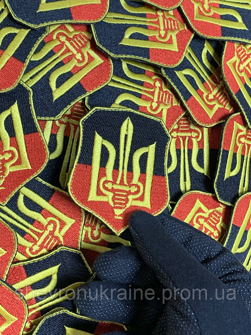 Шеврон Трезубец Меч (Форма щит. На липучке) Размер 8x6.5см Киев - изображение 3