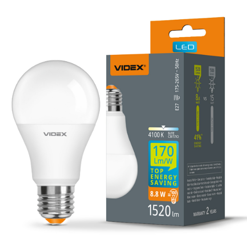 Лампа A60h 8,8W E27 4100К LED Videx Житомир