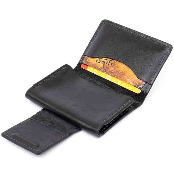 Візитниця для карток глянцева з натуральної шкіри GRANDE PELLE 11293 Чорна Київ