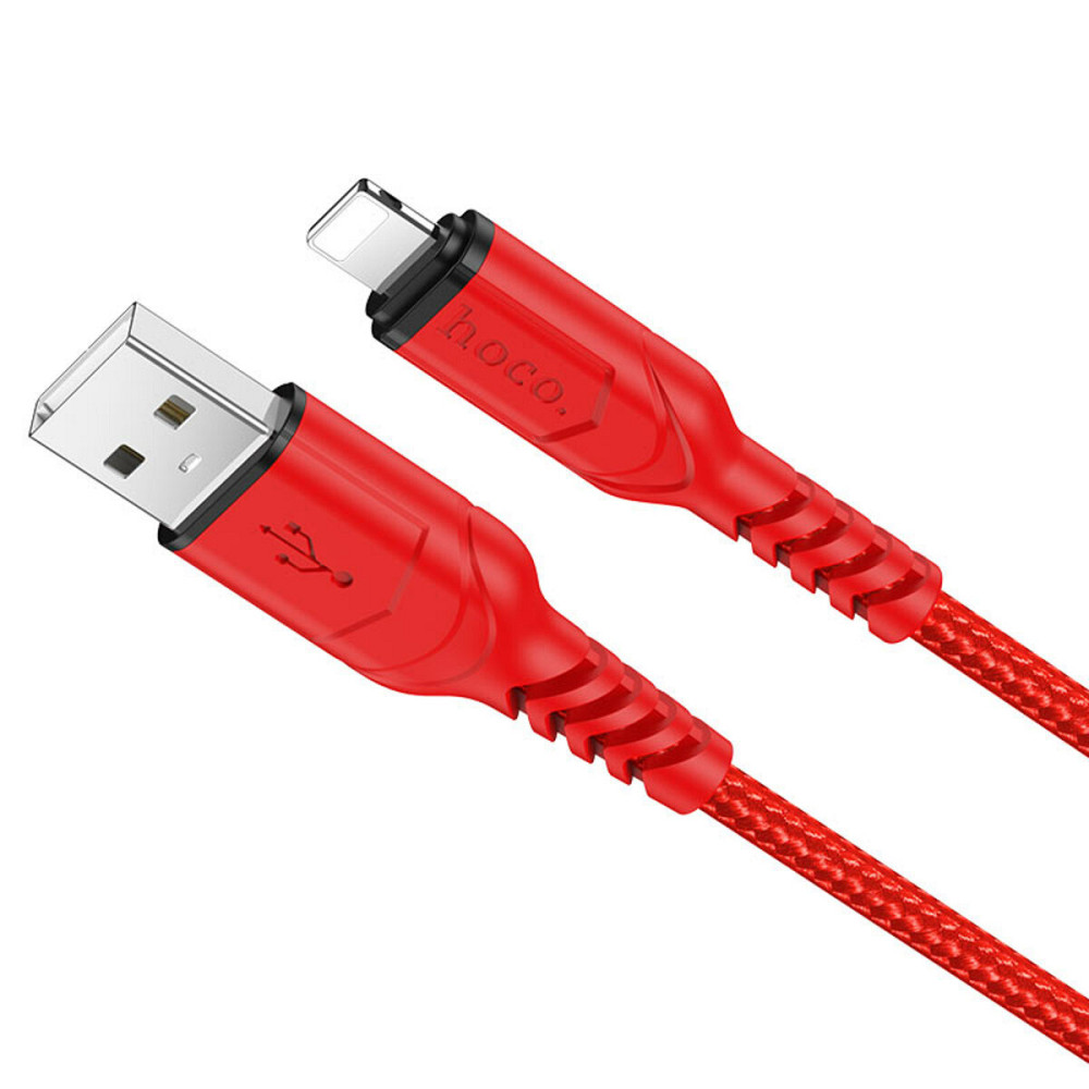 Кабель HOCO X59 USB to iP 2.4A, 1m, nylon, TPE connectors, Red Київ - фото 1