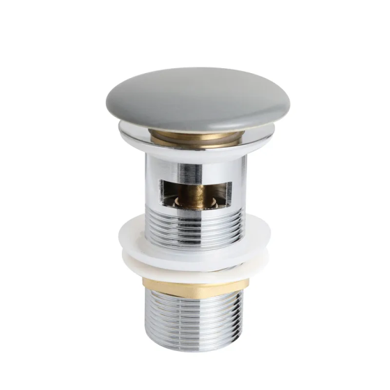 Донний клапан для раковини з переливом Mixxus POP-UP-08 GRAY автоматичний (Click-Clack) (Графітова керамічна накладка) 1 1/4'' Київ