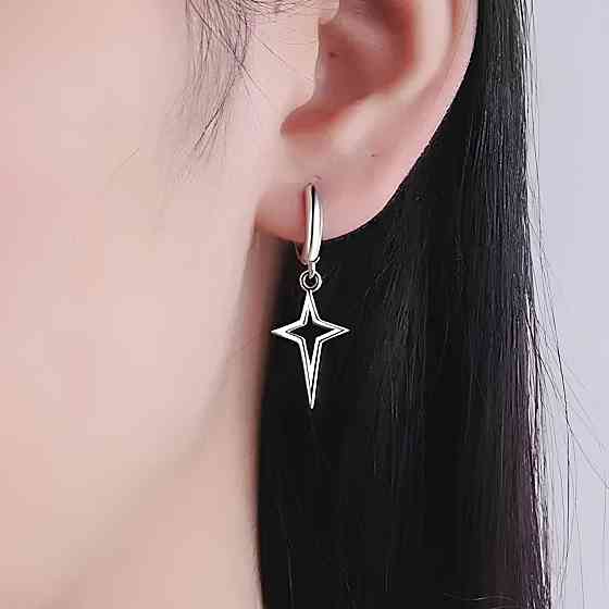 Серьги звезды RESTEQ 3,2 см серьги звездочки серебристые бижутерный сплав стильные аксессуары серьги на каждый день праздничные Киев
