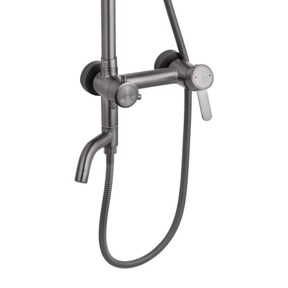 Душевая система настенного монтажа Agua Elposo — INOX064AM с изливом, графит Киев - изображение 3