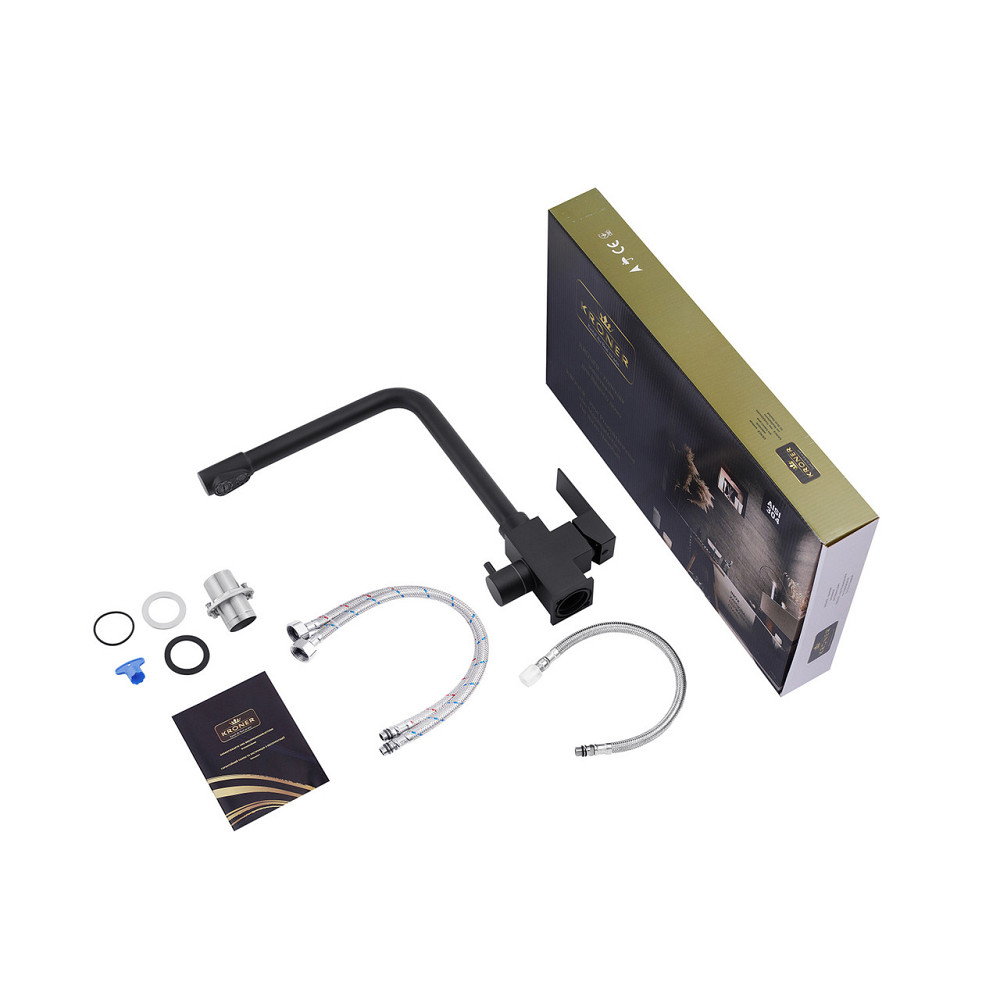 Смеситель для кухни с подключением к фильтру Kroner KRP Edelstahl Kubus - SCH03810 черный Киев - изображение 9