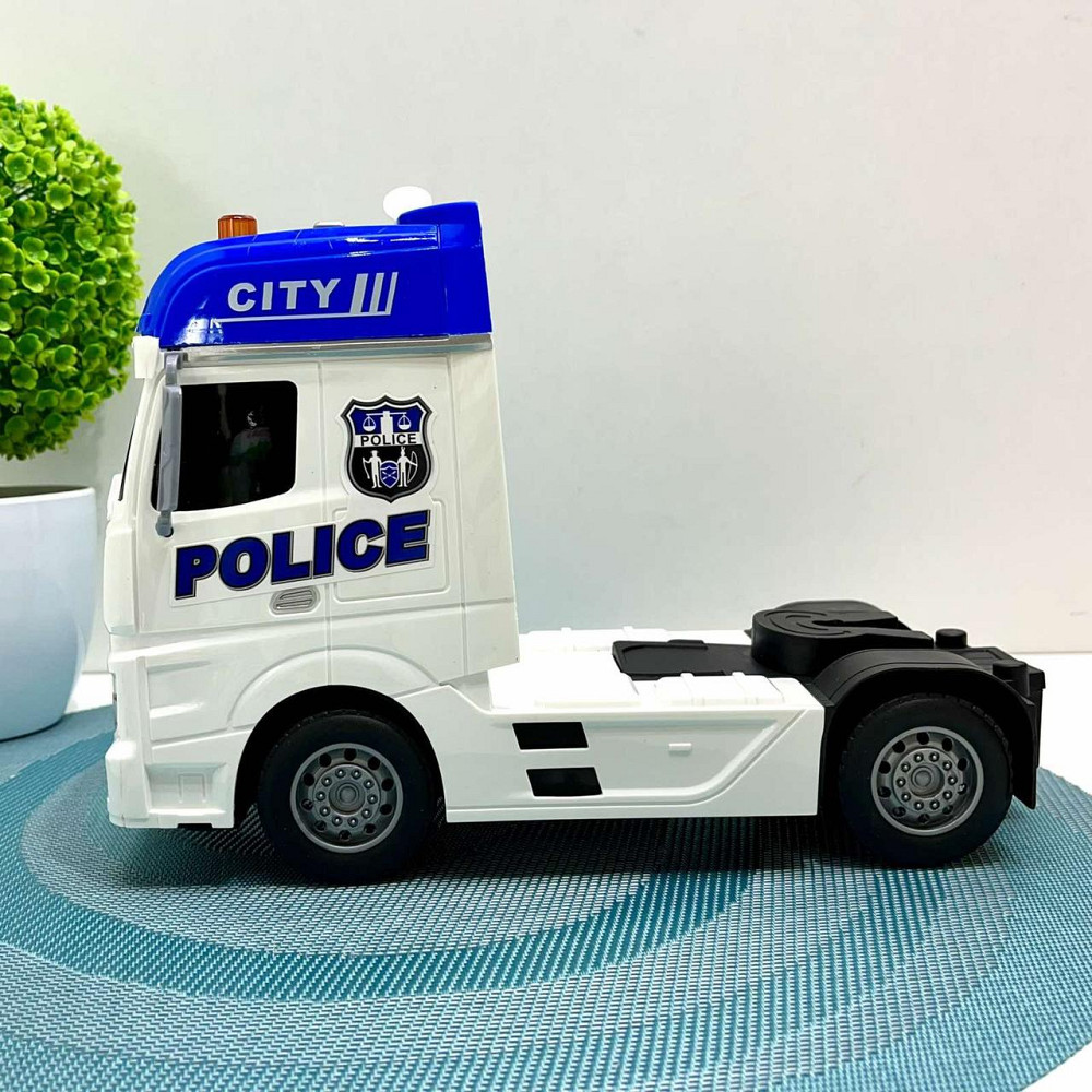 Трейлер Поліцейська машина звуки підсвічування інерція гумові шини машинка вертоліт Синій (666-66 F) Чернігів - фото 9