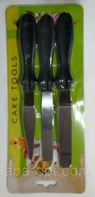Шпателі кодитерські нержавіючі з чорними ручками L 24 см (набір 3 шт) Одеса - фото 1
