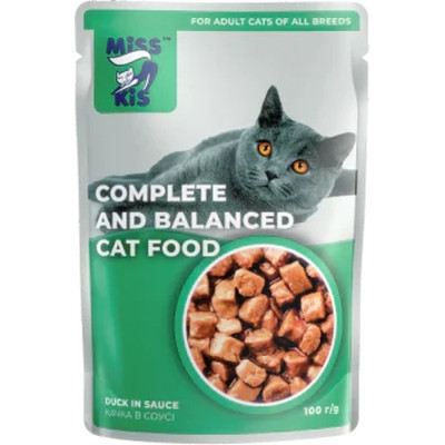 Вологий корм для кішок Mis Kiss з качкою в соусі 100 г (4820164440193/4820111141470) Вінниця - фото 1