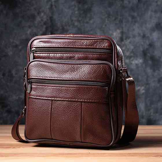 Удобная мужская сумка из натуральной кожи 22858 Vintage Коричневый Киев