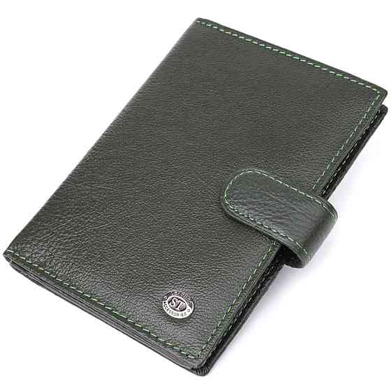 Оригінальна обкладинка на документи унісекс із натуральної шкіри ST Leather 23119 Зелений Київ