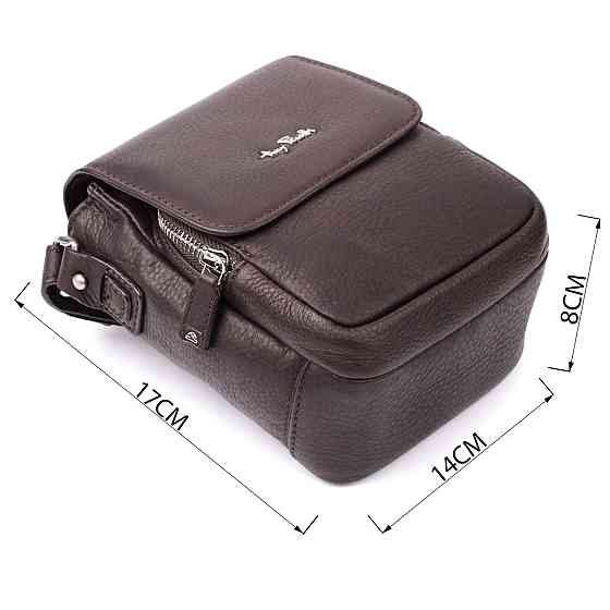 Компактная мужская сумка из мягкой натуральной кожи Tony Perotti 20844_1 (9027-12.5 moro) Коричневый Киев