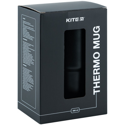 Термокружка Kite з ручкою 600 мл чорна (K24-1207-1) Вінниця - фото 8