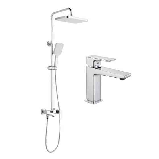 Акционный набор Lidz: Orion 001F Смеситель латунный для раковины низкий + Orion 1030 Душевая система универсальная на три Киев