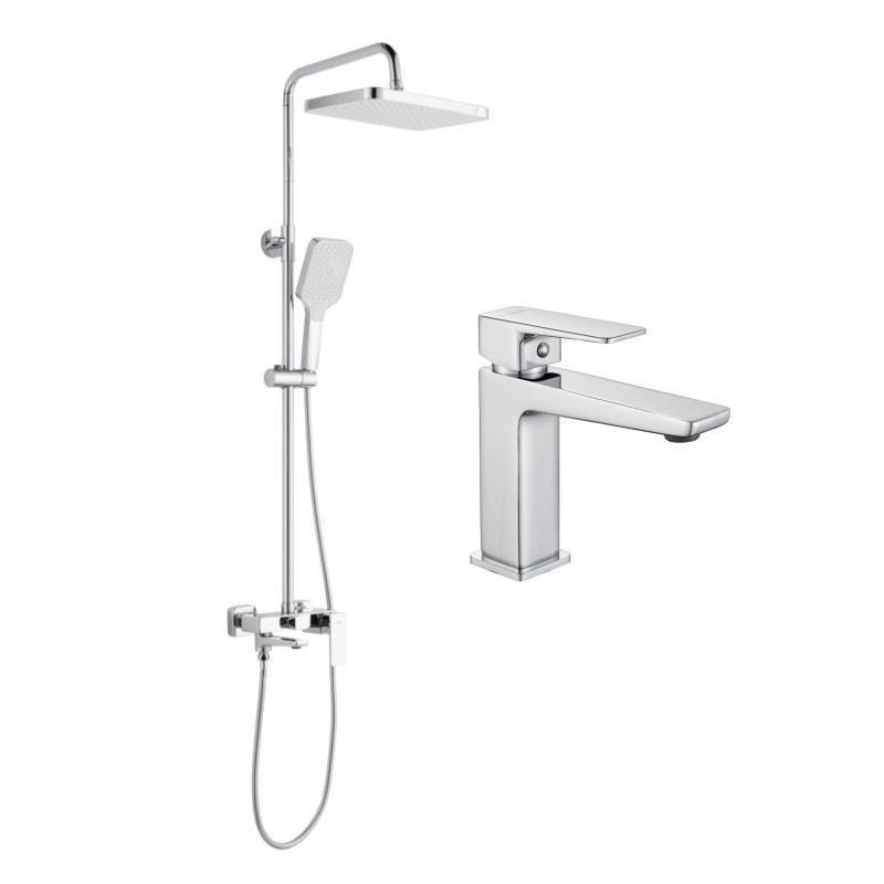 Акционный набор Lidz: Orion 001F Смеситель латунный для раковины низкий + Orion 1030 Душевая система универсальная на три Киев - изображение 1