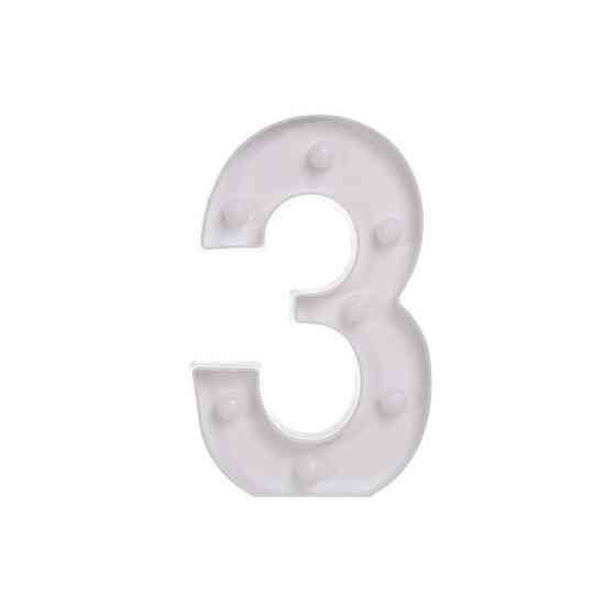 Об'ємна цифра 3 Led декоративна маленька 21 на 13 см білий Київ