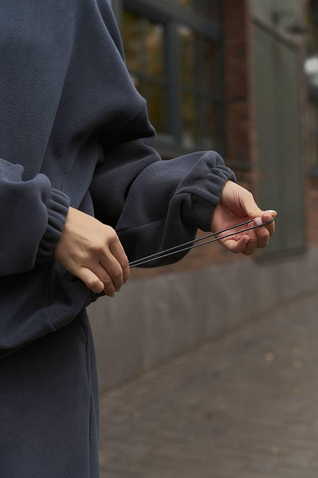 Женский теплый прогулочный костюм двойка двусторонний полар флис Графит Одесса - изображение 9