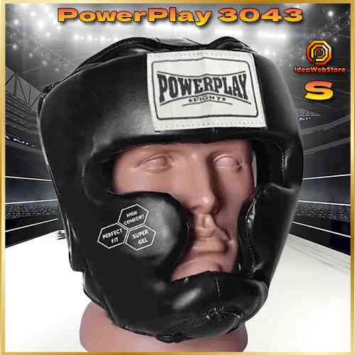 Шлем боксерский с полной защитой тренировочный черный PowerPlay 3043 размер S Киев