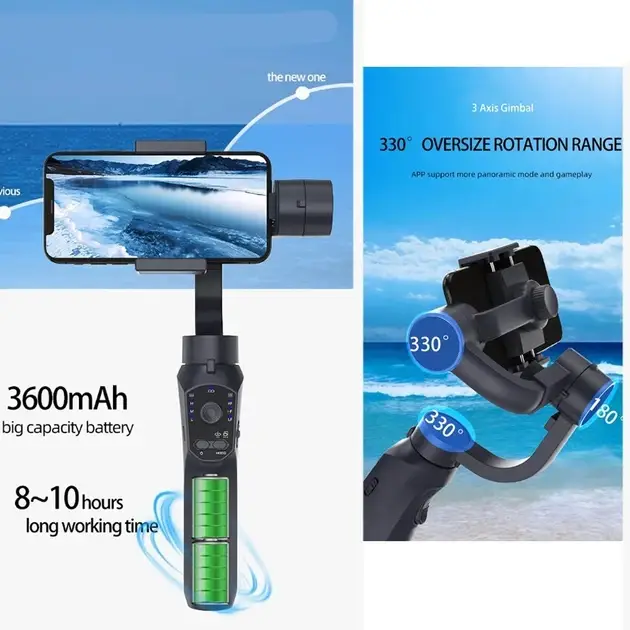 Стедікам Трьохосьовий Bluetooth Стабілізатор для телефону F10 Pro 3-Axis Gimbal для Android та iPhone Київ - фото 9