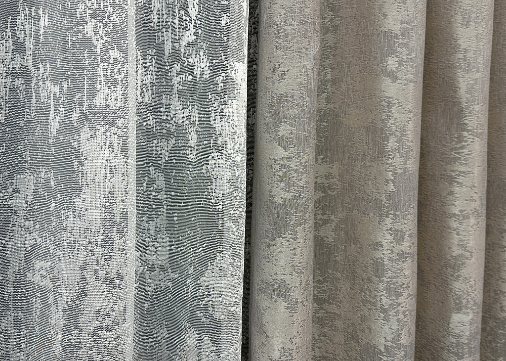 Комплект штор VR-Textil Жаккард Мрамор 150х270 2шт и Тюль 500х270 1143ш-1400т Капучино с белым 71-004/4 Киев - изображение 6