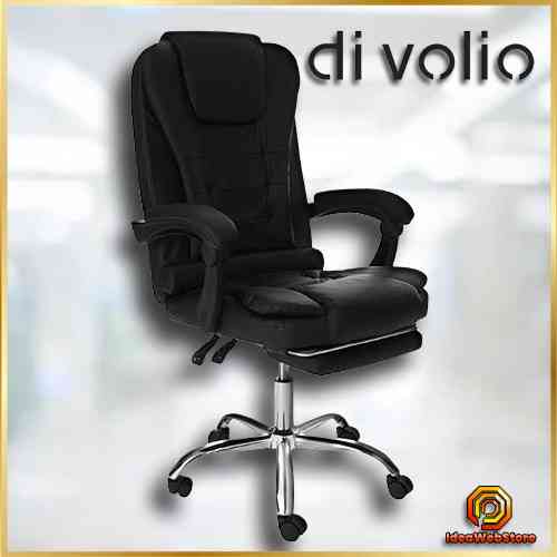 Офісне крісло зі спинкою і підлокітниками з підставкою для ніг Чорне комп'ютерне крісло Крісло керівника Київ