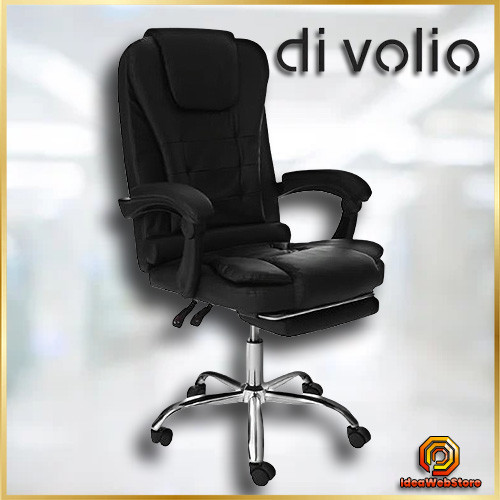 Офісне крісло зі спинкою і підлокітниками з підставкою для ніг Чорне комп'ютерне крісло Крісло керівника Київ - фото 1