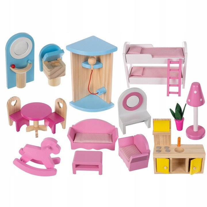 Дерев'яний ляльковий будиночок 3 рівні 5 кімнат з басейном і лампочками Kruzzel (11251) Нововолинськ - фото 3