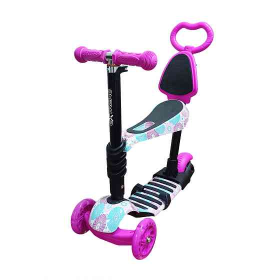 Дитячий самокат 4-х колісний 5 в 1 SC20482(Pink-1) колеса зі світлом Вінниця