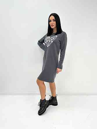 Теплое платье с принтом Romance 42-44, Графит Киев