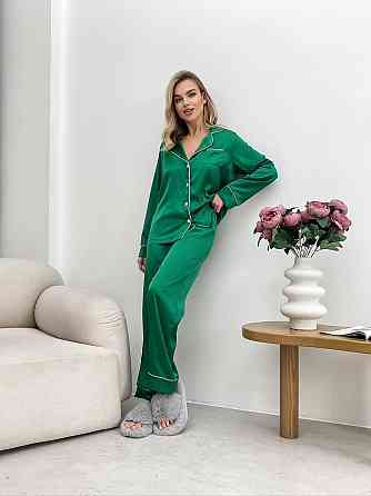 Женская стильная пижама двойка: рубашка и брюки из шелка Армани. Трава, 42/44 Одесса