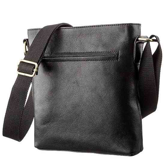 Чоловіча шкіряна сумка без клапана Чорна (SHVIGEL) Київ