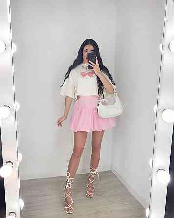 Женский летний романтичный костюм двойка: футболка и юбка турецкий кулир + коттон Одесса