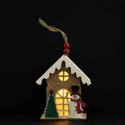 Украшение декоративное YES! Fun Домик со снеговиком 11 см дерево LED (975072) Винница
