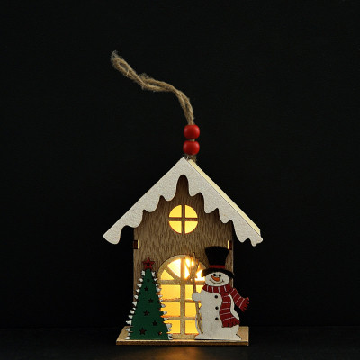 Украшение декоративное YES! Fun Домик со снеговиком 11 см дерево LED (975072) Винница - изображение 2