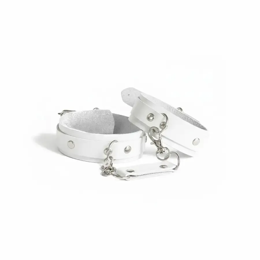 Наручники із натуральної шкіри Art of Sex - Eva, колір білий Львов - изображение 1
