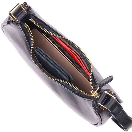 Модная женская сумка-хобо из натуральной гладкой кожи 21288 Vintage Черная Киев