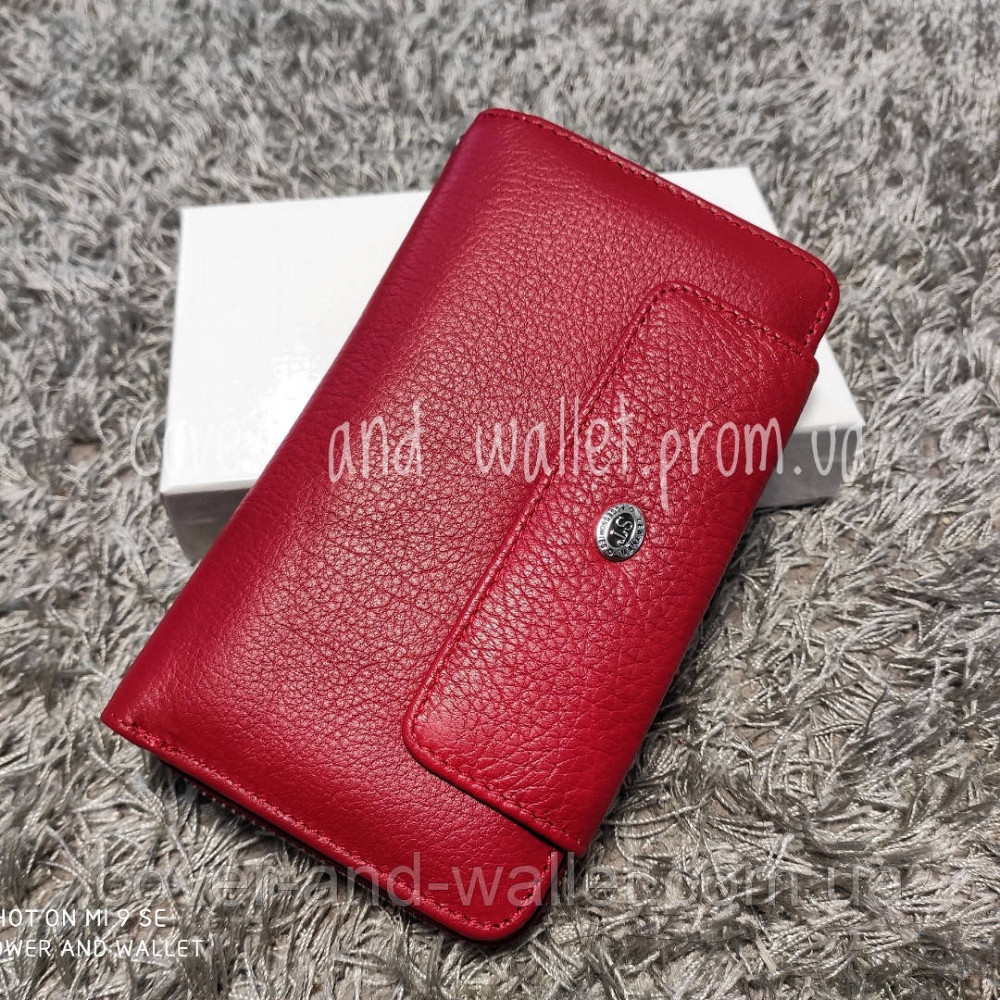 Женский красный кожаный кошелек клатч на молнии среднего размера ST Leather Киев - изображение 3