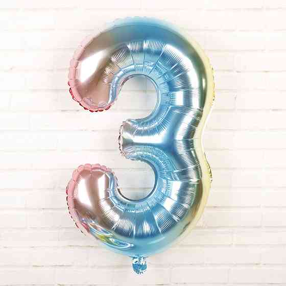 Шарик цифра 3 фольгированная 32 дюйма разноцветный Киев