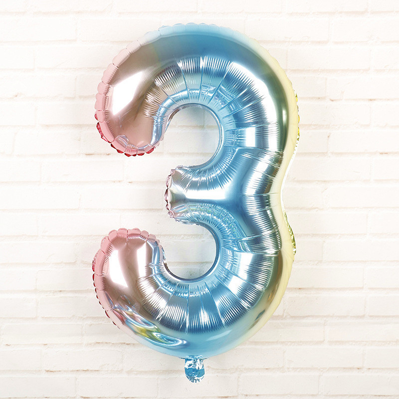 Шарик цифра 3 фольгированная 32 дюйма разноцветный Киев - изображение 2