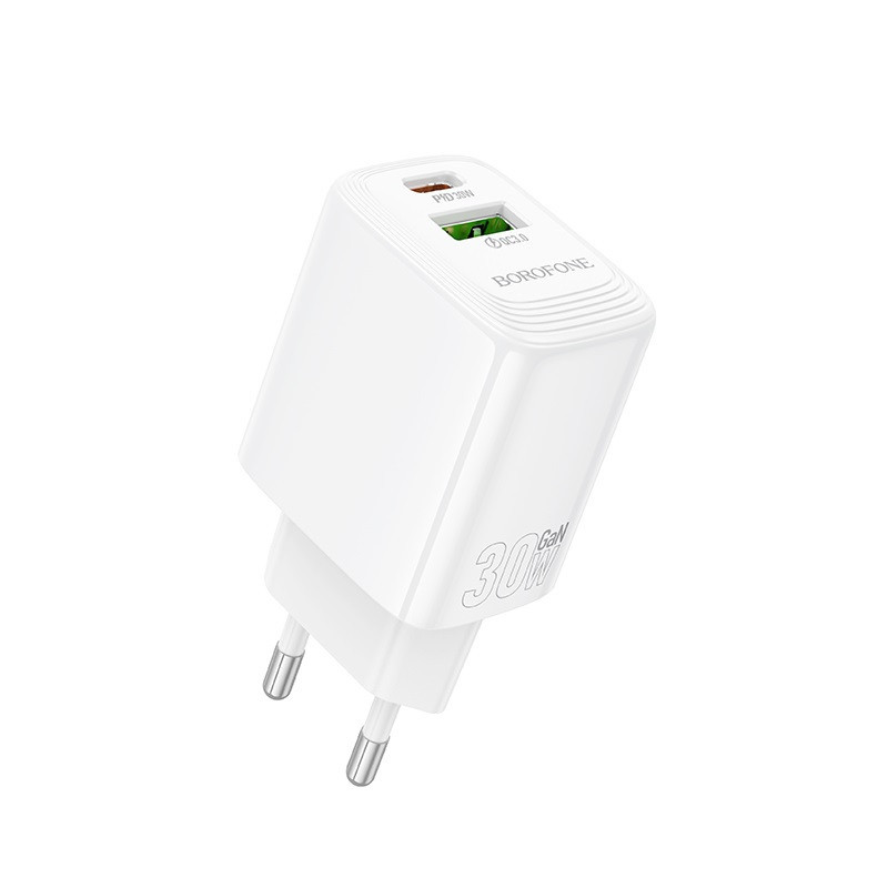 Мережевий зарядний пристрій BOROFONE BN29 Fuente PD30W+QC3.0 charger (EU) White Одеса - фото 1