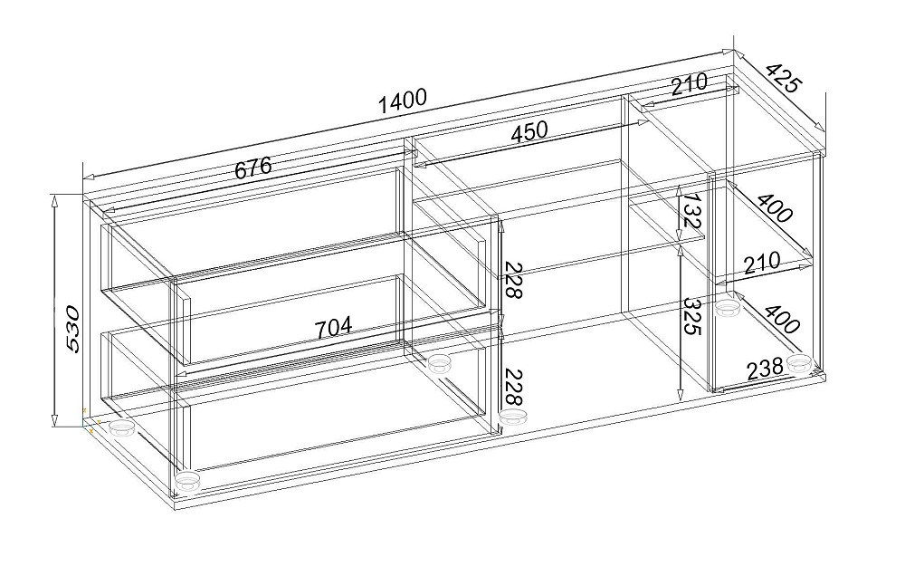 Тумба TV Ketrin К-9, Дуб Крафт Білий, 1400/425/530 Львов - изображение 2
