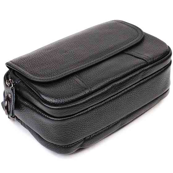 Каркасна сумка жіноча з натуральної шкіри 22083 Vintage Чорна Київ