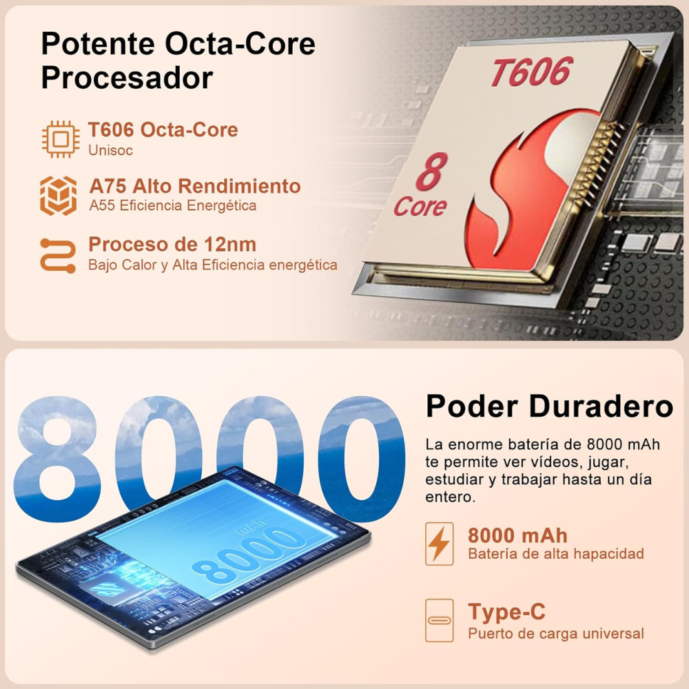 Планшет TAB30 10.1" (22/128GB) Android 14 Gray: 8-ядерний процесор, 8000mAh, Widevine L1 + Клавіатура та Миша Київ - фото 5