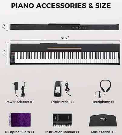 Цифрове піаніно Fesley FEP300 (педаль, пюпітр, навушники, адаптер) Харків
