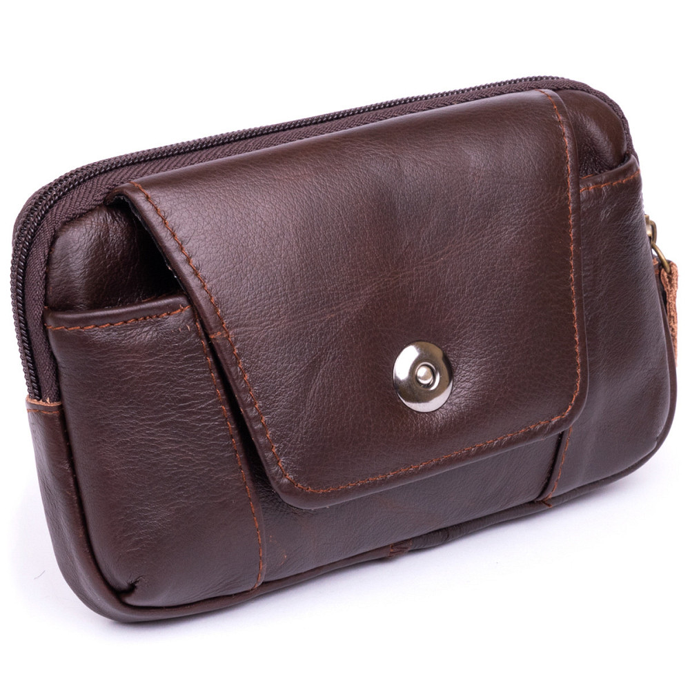 Горизонтальна барсетка на ремінь брюк шкіряна Коричнева (Vintage) Київ - фото 5