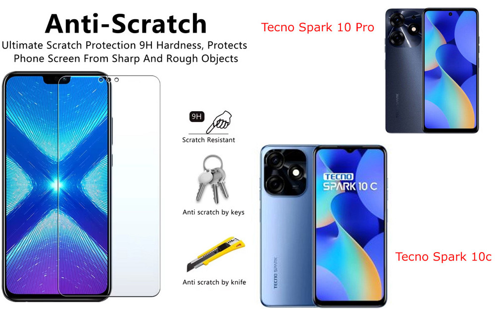 Защитное стекло NeoGlass для Tecno Spark 10 Pro (KI7), Spark 10c – ультрапрозрачное и устойчивое Киев - изображение 1