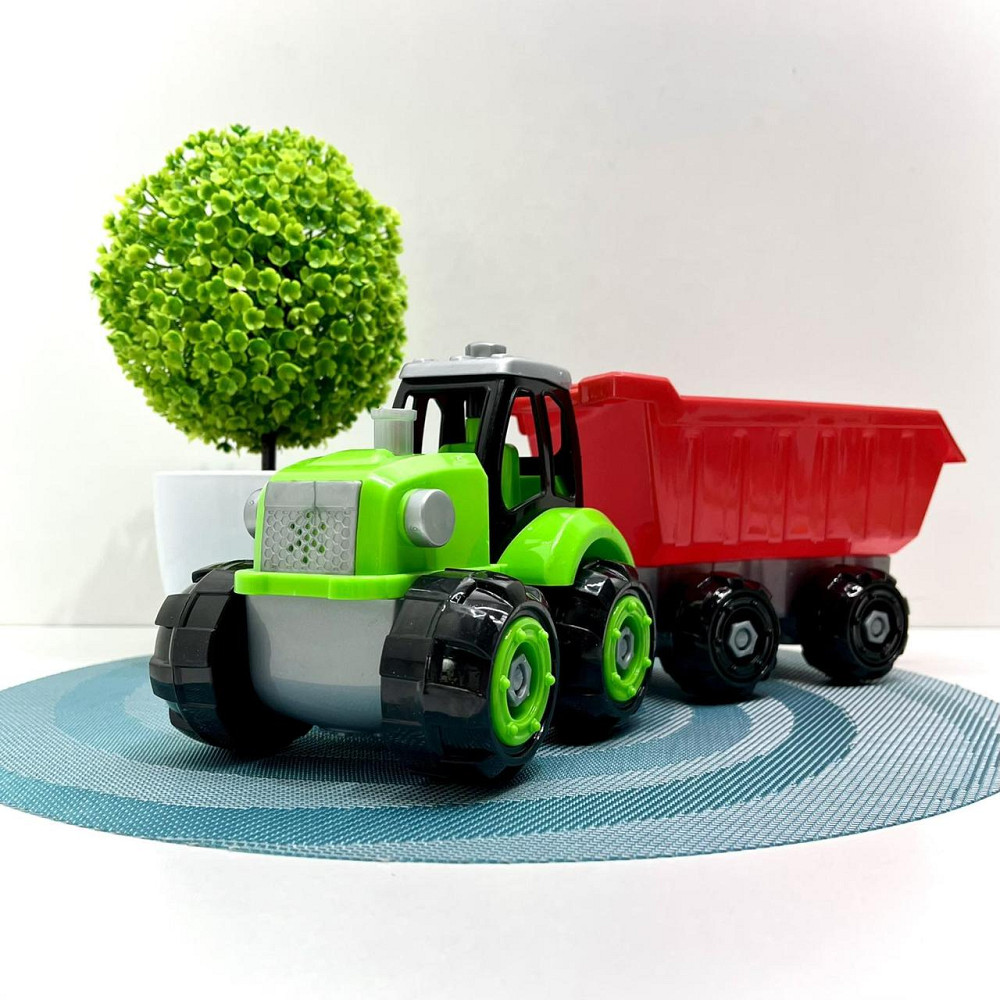 Трактор конструктор на шурупах із причепом 32 см Зелено-червоний (0488-801-2-3) Чернигов - изображение 6
