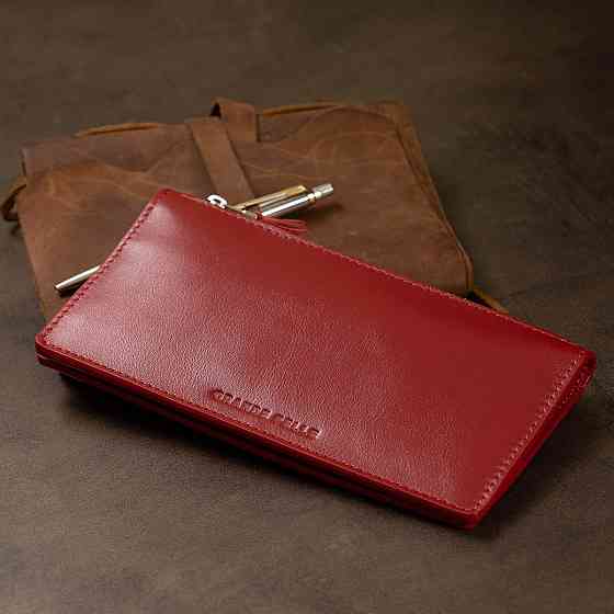 Оригінальне жіноче шкіряне портмоне GRANDE PELLE 11514 Червоний Київ