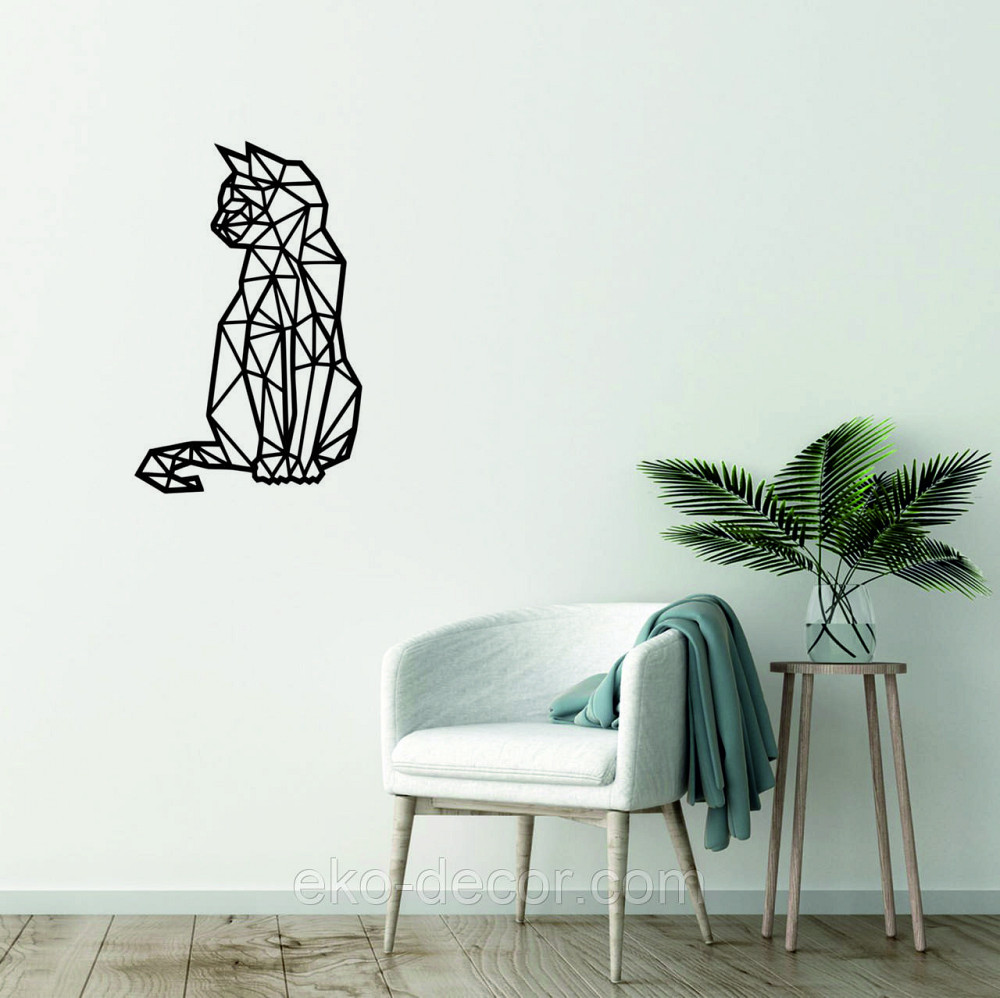 Декоративне настінне Панно «Кіт» Декор на стіну 90*58 см, Чорний Київ - фото 6